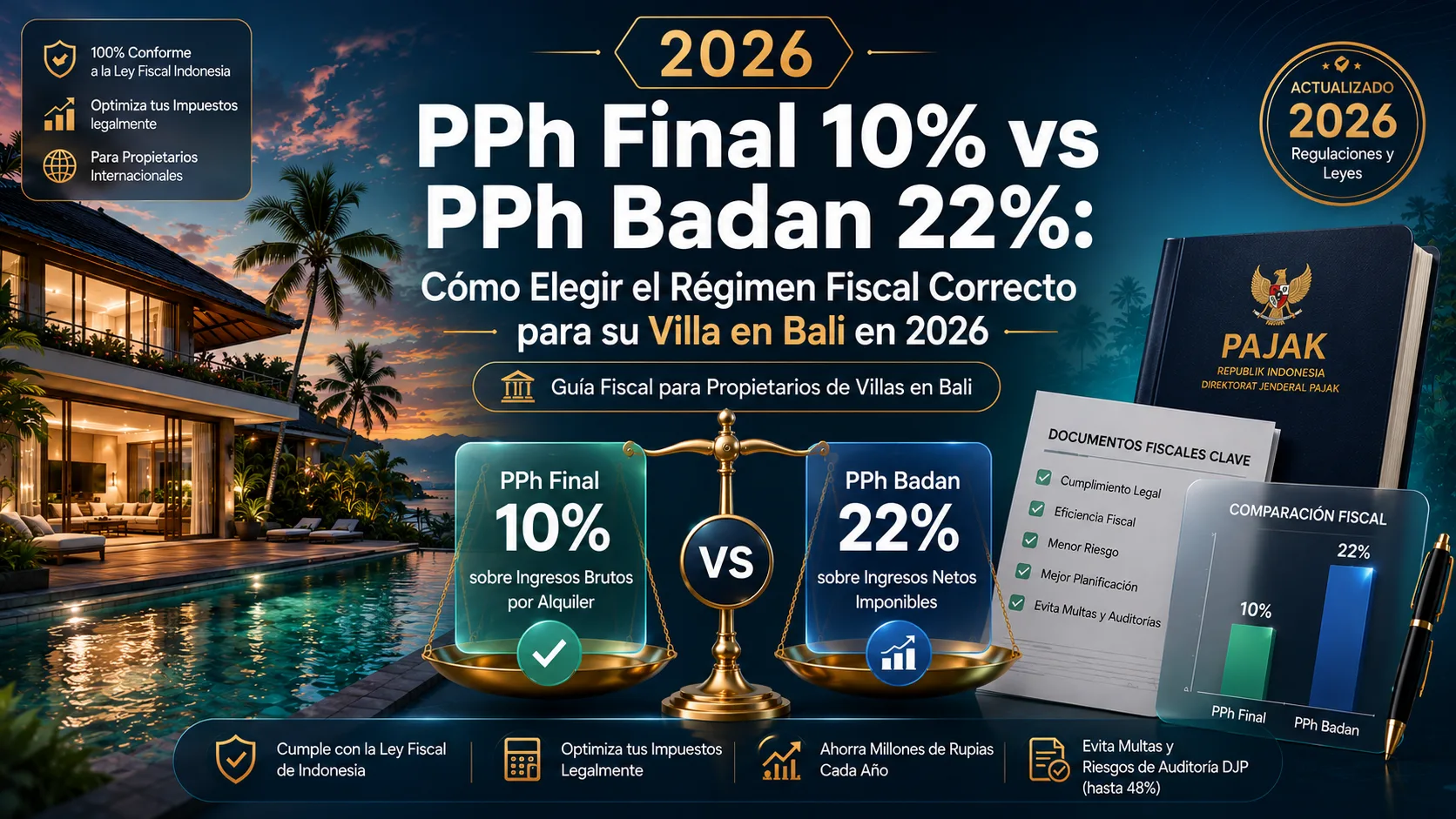 PPh Final 10% vs PPh Badan 22%: Cara Memilih Rezim Pajak yang Tepat untuk Villa Bali Anda di 2026