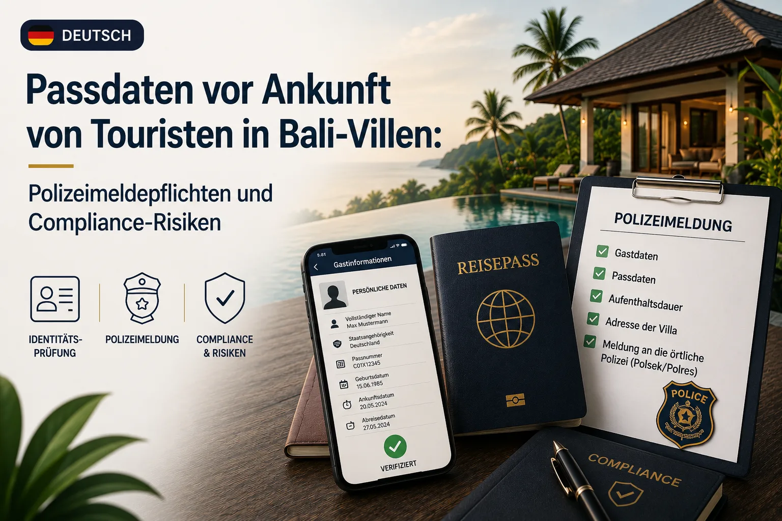 Passdaten vor Ankunft von Touristen in Bali-Villen: Polizeimeldepflichten und Compliance-Risiken